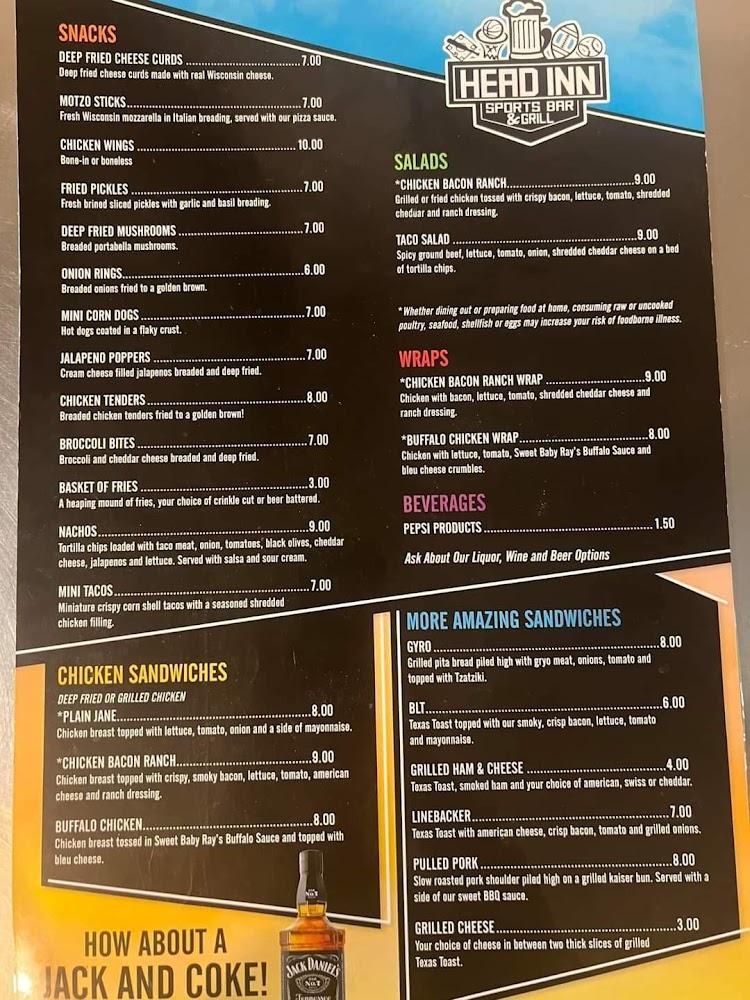 Head Inn Sports Bar & Grill Menu image 2
